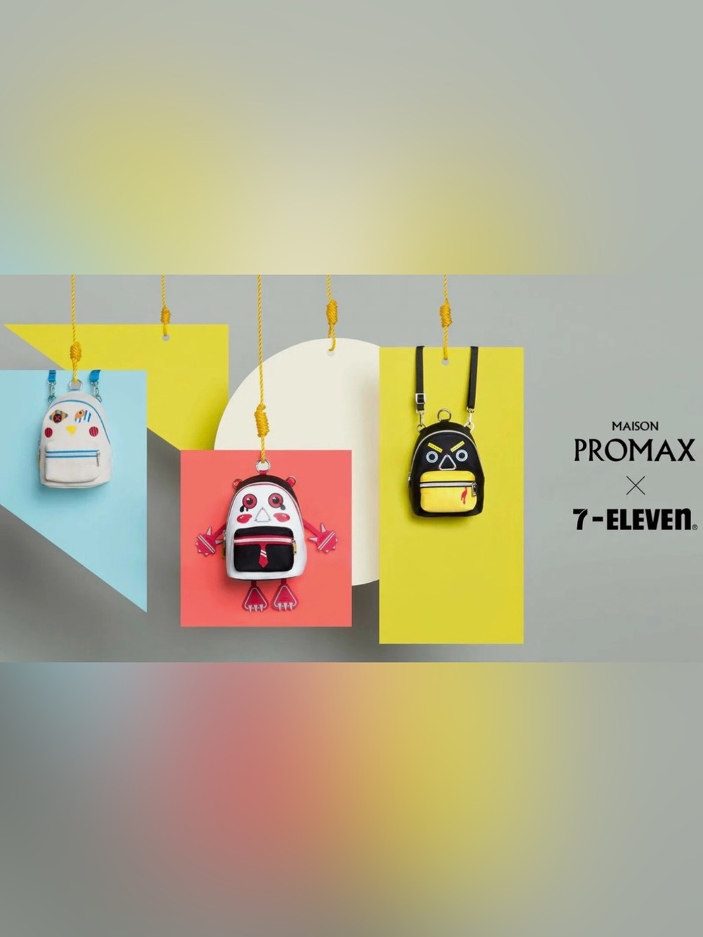 VILLAIN SQUAD Edition Black and Yellow Mini Backpack with Playful Face